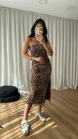 Leopar Straplez Tül Elbise