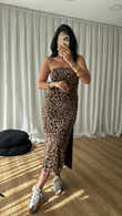 Leopar Straplez Tül Elbise