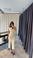 Sarı Drape Detaylı Elbise