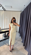 Sarı Drape Detaylı Elbise
