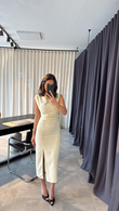 Sarı Drape Detaylı Elbise