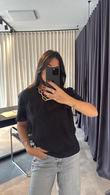 Siyah Dilvin Dekoratif Yaka T-shirt