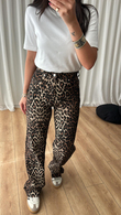 Siyah Leopar Desenli Jean