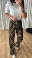 Siyah Leopar Desenli Jean