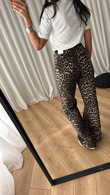 Siyah Leopar Desenli Jean