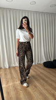 Siyah Leopar Desenli Jean