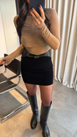 Siyah Süet Mini Etek