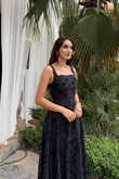 Adelina İp Askılı Çiçekli Midi Elbise 3658