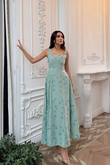 Adelina İp Askılı Çiçekli Midi Elbise 3658