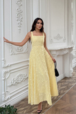 Adelina İp Askılı Çiçekli Midi Elbise 3658