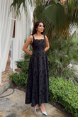 Adelina İp Askılı Çiçekli Midi Elbise 3658