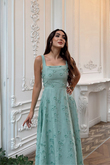 Adelina İp Askılı Çiçekli Midi Elbise 3658