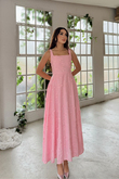 Adelina İp Askılı Çiçekli Midi Elbise 3658