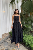 Adelina İp Askılı Çiçekli Midi Elbise 3658