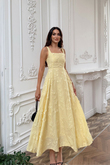 Adelina İp Askılı Çiçekli Midi Elbise 3658