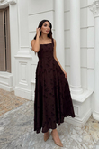 Adelina İp Askılı Çiçekli Midi Elbise 3658