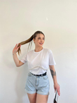 Aksesuar Düz Basic T-shirt 1410  BEYAZ