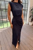 Aliana Önü Drapeli Abiye 582885 LACİVERT