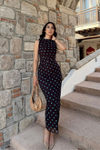 Alina Askılı Puantiye Detay Midi Elbise 7251
