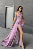 Allyso Degaje Yaka Yırtmaçlı Abiye 582243 LİLA