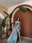 Allyso Degaje Yaka Yırtmaçlı Abiye 582243 MİNT YEŞİLİ
