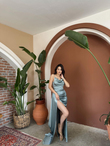 Allyso Degaje Yaka Yırtmaçlı Abiye 582243 MİNT YEŞİLİ