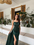 Allyso Degaje Yaka Yırtmaçlı Abiye 582243 ZÜMRÜT