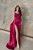 Allyso Degaje Yaka Yırtmaçlı Abiye 582243 FUŞYA