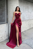 Allyso Degaje Yaka Yırtmaçlı Abiye 582243 BORDO