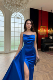 Allyso Degaje Yaka Yırtmaçlı Abiye 582243 SAKS MAVİSİ