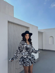 Alyana Gömlek Yaka Mini Elbise 9563 SİYAH