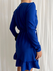 Amore Fırfır Yaka Kuşaklı Elbise 581842 SAKS MAVİSİ