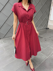 Artemis Kemerli Midi Boy Elbise 2365 BORDO