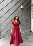 Artemis Kemerli Midi Boy Elbise 2365 BORDO