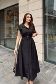 Artemis Kemerli Midi Boy Elbise 2365 SİYAH