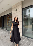 Artemis Kemerli Midi Boy Elbise 2365 SİYAH