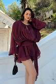 Arwen Fırfırlı Bağlama Detay Mini Elbise 221732