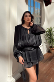 Arwen Fırfırlı Bağlama Detay Mini Elbise 221732