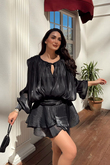 Arwen Fırfırlı Bağlama Detay Mini Elbise 221732
