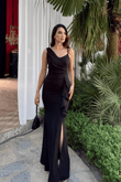 Askı Detay Ön Fırfır Detay Yırtmaçlı Abiye 0201