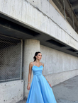 Askılı Asetat Midi Boy Elbise 4569 BEBE MAVİSİ
