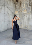 Askılı Asetat Midi Boy Elbise 4569 SİYAH