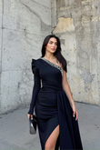 Ava Tek Omuz Tasarım Abiye 582743 SİYAH