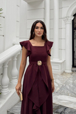 Aydilge Fırfırlı Kemer Detay Midi Elbise 2239