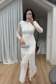 Aylin Güpür Detay Vatkalı Midi Elbise 4572