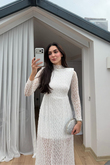 Aylin Güpür Detay Vatkalı Midi Elbise 4572