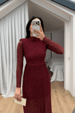 Aylin Güpür Detay Vatkalı Midi Elbise 4572