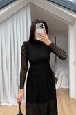 Aylin Güpür Detay Vatkalı Midi Elbise 4572