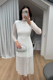 Aylin Güpür Detay Vatkalı Midi Elbise 4572