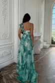 Batik Desenli Kol Fırfır Şifon Abiye 2003
